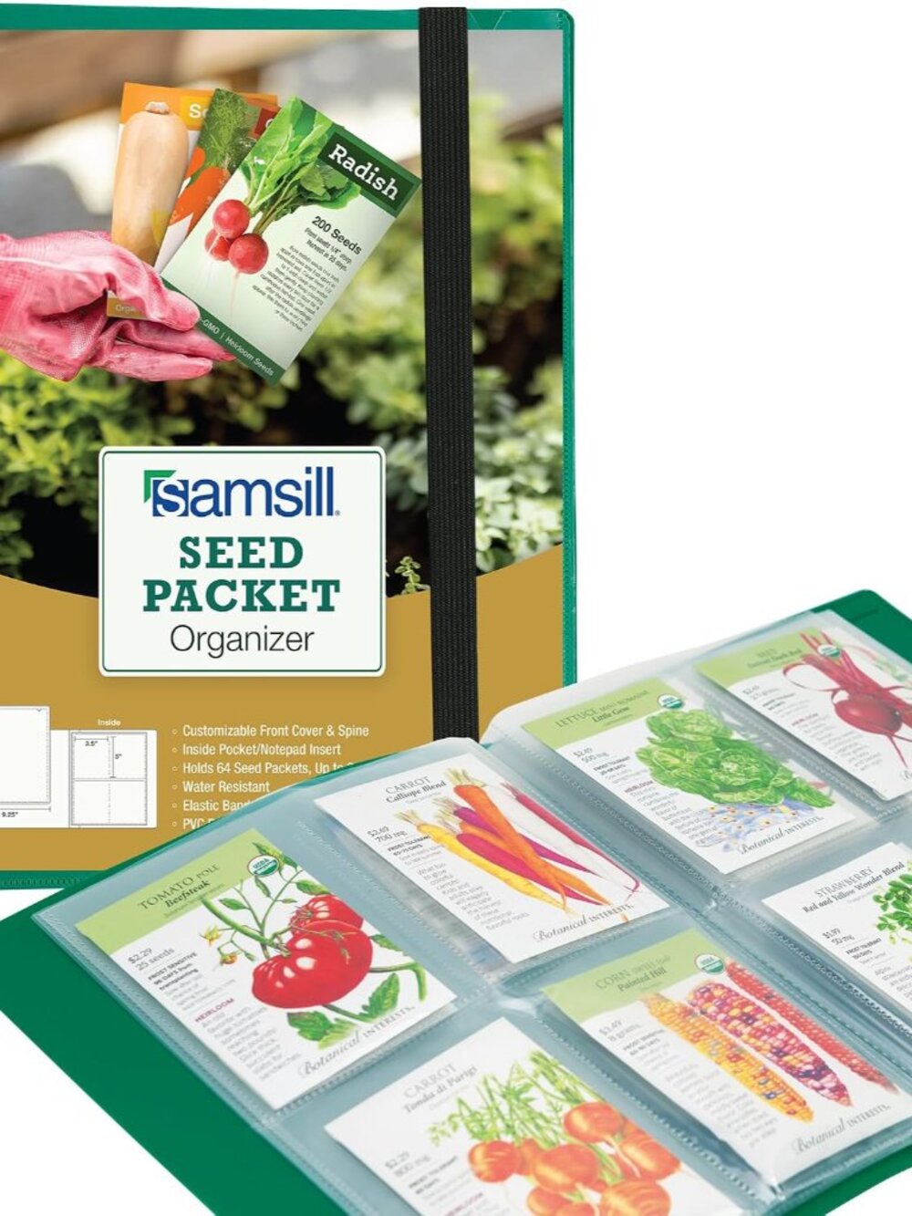 Seed Organizer, 4 Pocket Reusable Garden Storage Protector, 3.5" x 5" Clear Slee